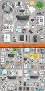 Business office desk objects vector