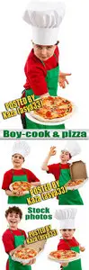Boy cook & pizza