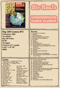 Rip Off Comix 011 1982 1st Edition Sir Real