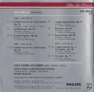 Salvatore Accardo, Gewandhausorchester Leipzig, Kurt Masur - Max Bruch - Complete works for Violin and Orchestra (1991)