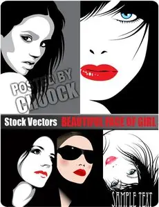 Stock Vector: Beautiful face of girl 5
