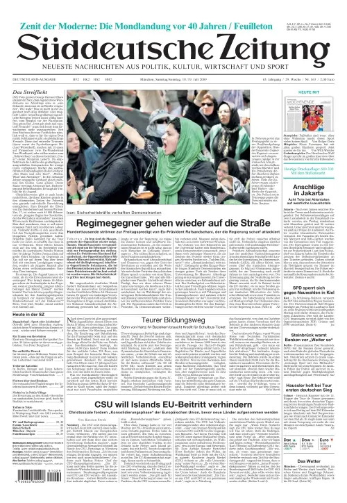 Sueddeutsche Zeitung vom 18.07.2009