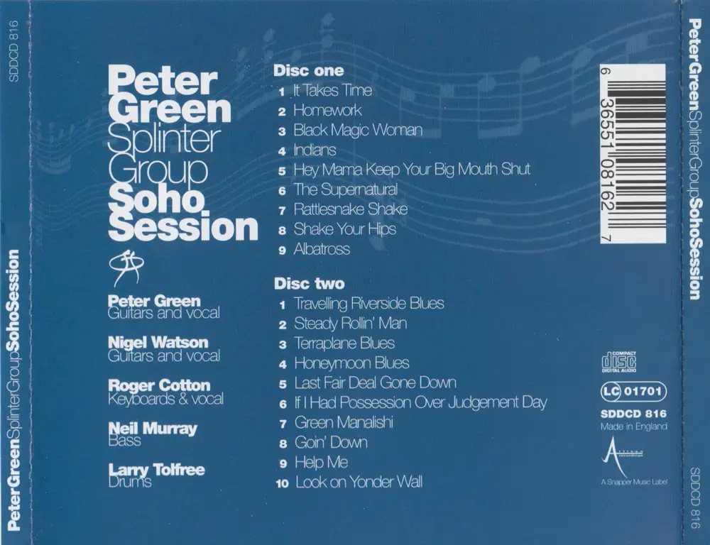 Peter Green Splinter Group - Soho Session 2 CD (1999) .