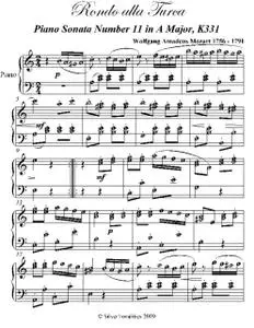 «Rondo Alla Turca Intermediate Piano Sheet Music» by Wolfgang Amadeus Mozart