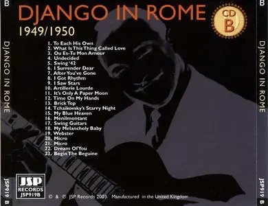 Django Reinhardt - Django In Rome 1949-1950 (2003) {4CD Box Set JSP Records JSP919}