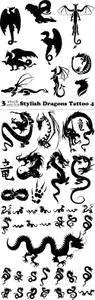 Vectors - Stylish Dragons Tattoo 4