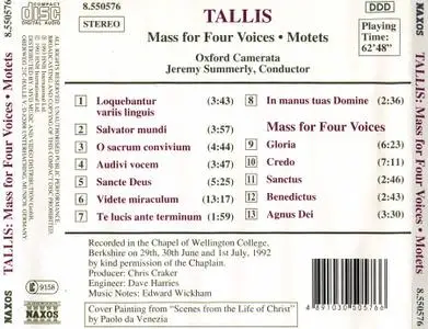 Jeremy Summerly, Oxford Camerata - Thomas Tallis: Mass for Four Voices, Motets (1993)