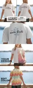 2 Mockups T-Shirt on a Girl in the Outdoor 3CST5D5