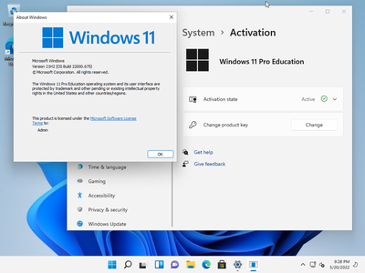 Windows 11 Pro Education 21H2 Build 22000.675 (No TPM Required) Preactivated