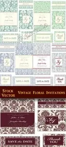 Stock Vector - Vintage Floral Invitations