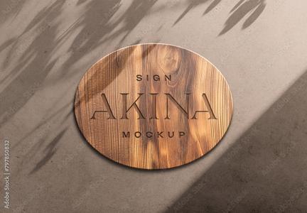 Carved Wooden Sign Mockup With Generative AI 797850832