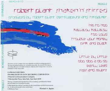 Robert Plant - Shaken 'N Stirred (1985) [Es Paranza 32XD-310, Japan]