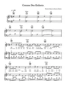 Comme Des Enfants - Coeur de Pirate (Piano-Vocal-Guitar (Piano Accompaniment))