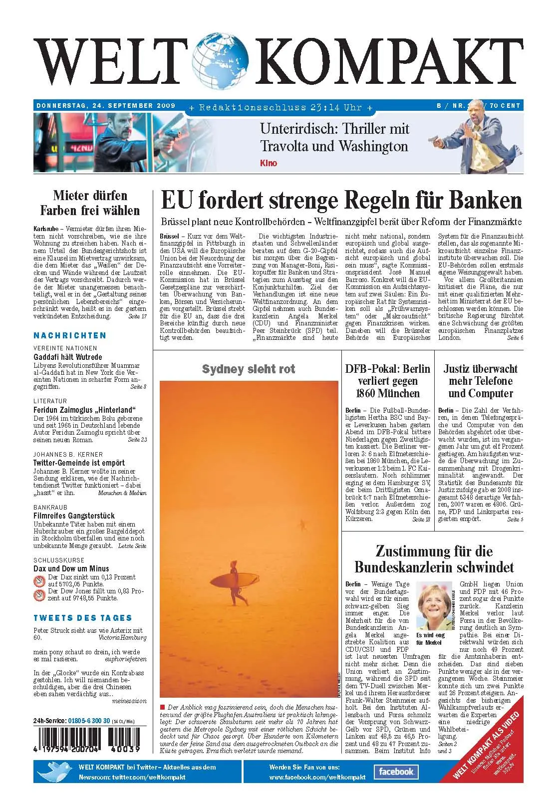 Die Welt kompakt vom 24. September 2009