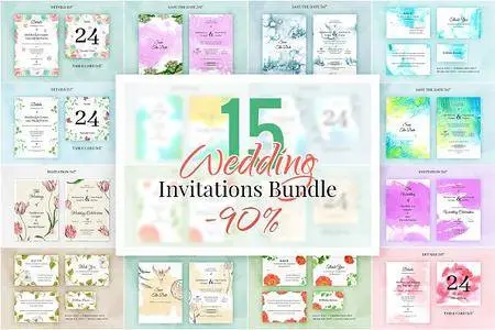 CM - 15 Wedding invitations Bundle 2357711