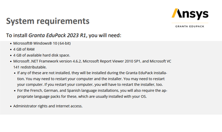 ANSYS GRANTA EduPack 2023 R1