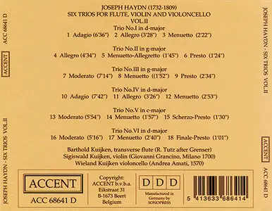 Franz Joseph Haydn - Kuijkens - Six Trios for Transverse Flute, Violin and Violoncello - Volume II (1986, ReIssue 2002) REPOST