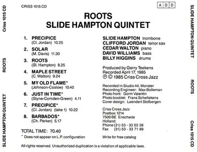 Slide Hampton Quintet – Roots (1985)