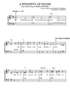 A Spoonful Of Sugar - Julie Andrews, Sherman Brothers (Easy Piano)