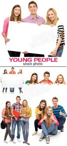 Young people & banner