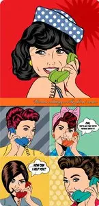 Woman chatting on the phone vector