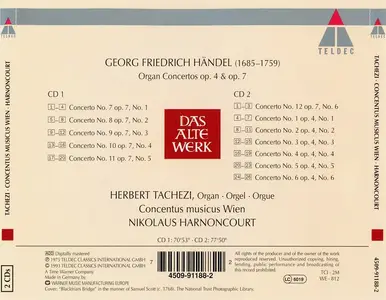 Nikolaus Harnoncourt, Herbert Tachezi, Concertus Musicus Wien - George Frideric Handel: Organ Concertos Op. 4 & Op. 7 (1994)