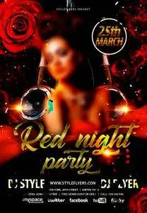 Red Night Party PSD Flyer Template
