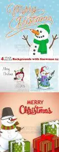 Vectors - Backgrounds with Snowman 24