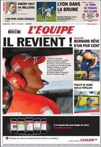 L'Équipe, du Jeudi 30 Juillet 2009.