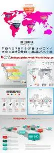 Vectors - Infographics with World Map 49