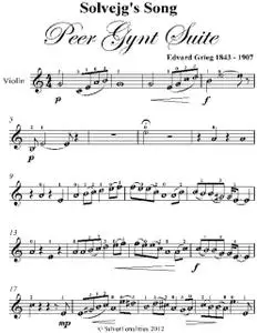 «Solvejg’s Song Peer Gynt Suite Easy Violin Sheet Music» by Edvard Grieg