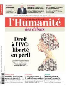 L'Humanite du Vendredi 28 et Dimanche 30 Septembre 2018