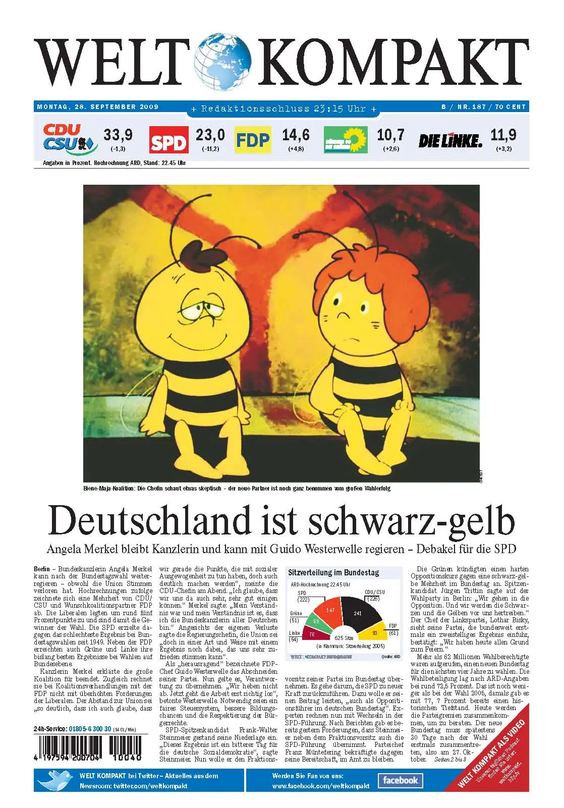 Die Welt kompakt vom 28. September 2009