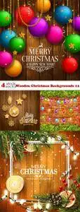 Vectors - Wooden Christmas Backgrounds 12