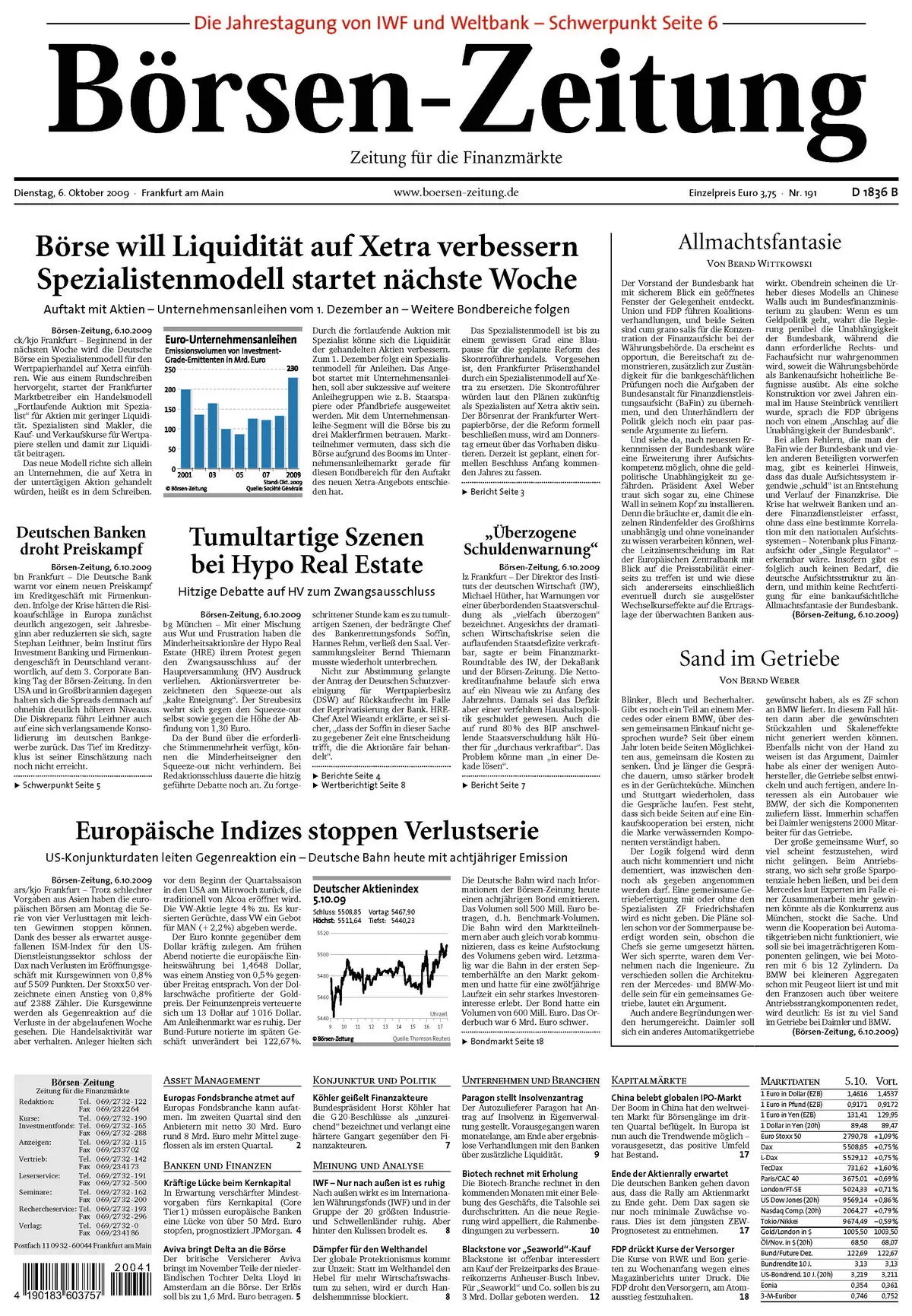 Boersenzeitung vom 6. Oktober 2009