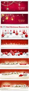 Vectors - Red Christmas Banners Set