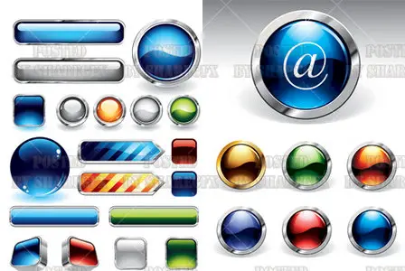 Stock Vector - 3D Button 1206