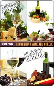 Stock Photo: Fresh fruit, wine and cheese