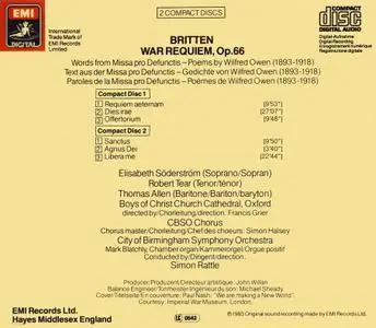 Simon Rattle, City of Birmingham Symphony Orchestra - Britten: War Requiem (1983)