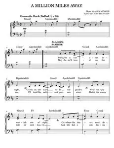 A Million Miles Away (from Aladdin: The Broadway Musical) - Alan Menken, Chad Beguelin (Easy Piano)