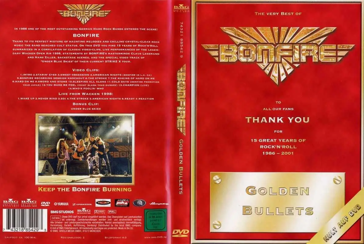 2001 1986. Обложка DVD Bonfire - Golden Bullets. Bonfire - Golden Bullets DVD. Bonfire "the Rauber".