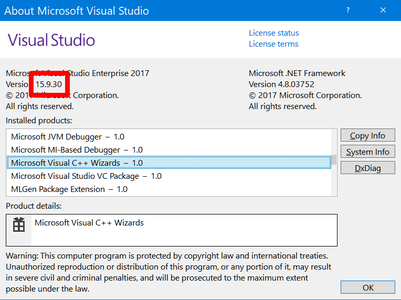 Microsoft Visual Studio 2017 version 15.9.30