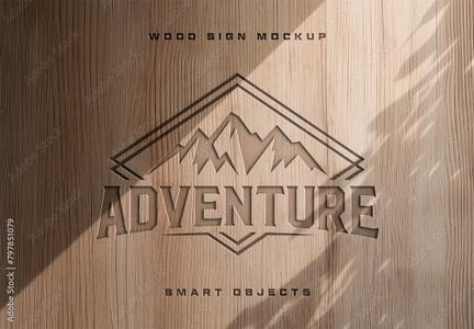 Carved Wood Sign Mockup With Generative AI 797851079