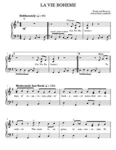La Vie Boheme (from Rent) - Jonathan Larson, Rent Movie (Easy Piano)