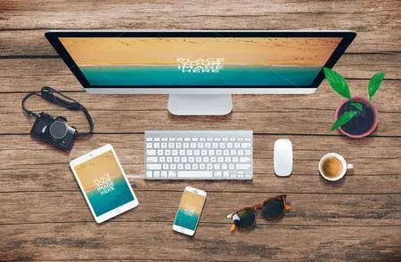 CreativeMarket - Devices On Wood - Mockups V2