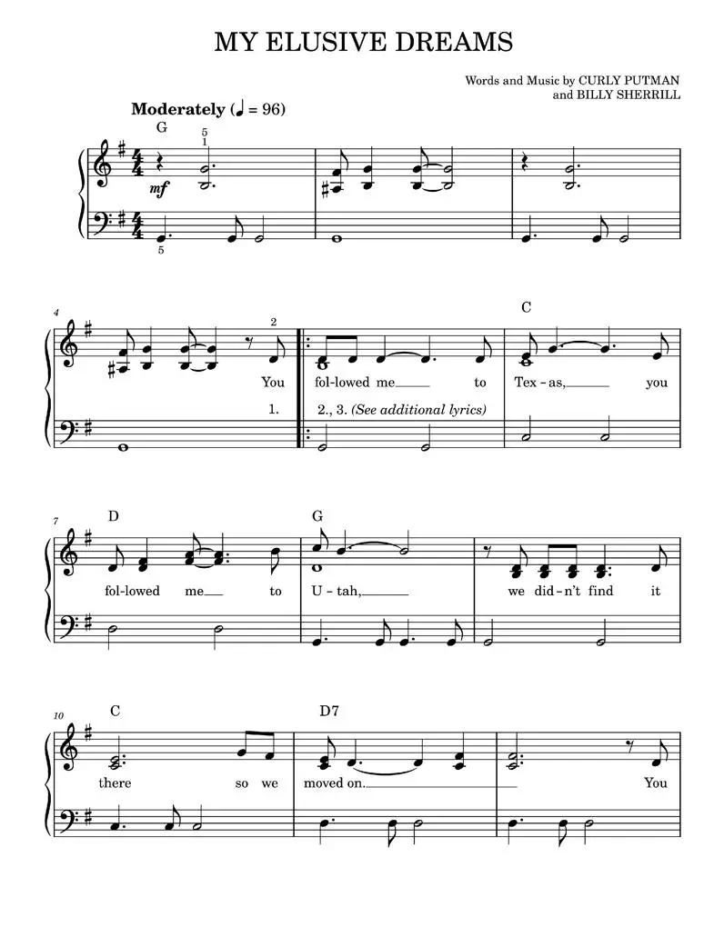 My elusive dreams Charlie Rich (Easy Piano) / AvaxHome