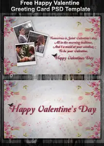 Free Happy Valentine Greeting Card PSD Template