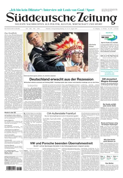 Sueddeutsche Zeitung vom 14.08.2009