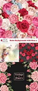 Vectors - Retro Backgrounds with Rose 3