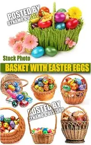 Basket with Easter eggs - UHQ Stock Photo
